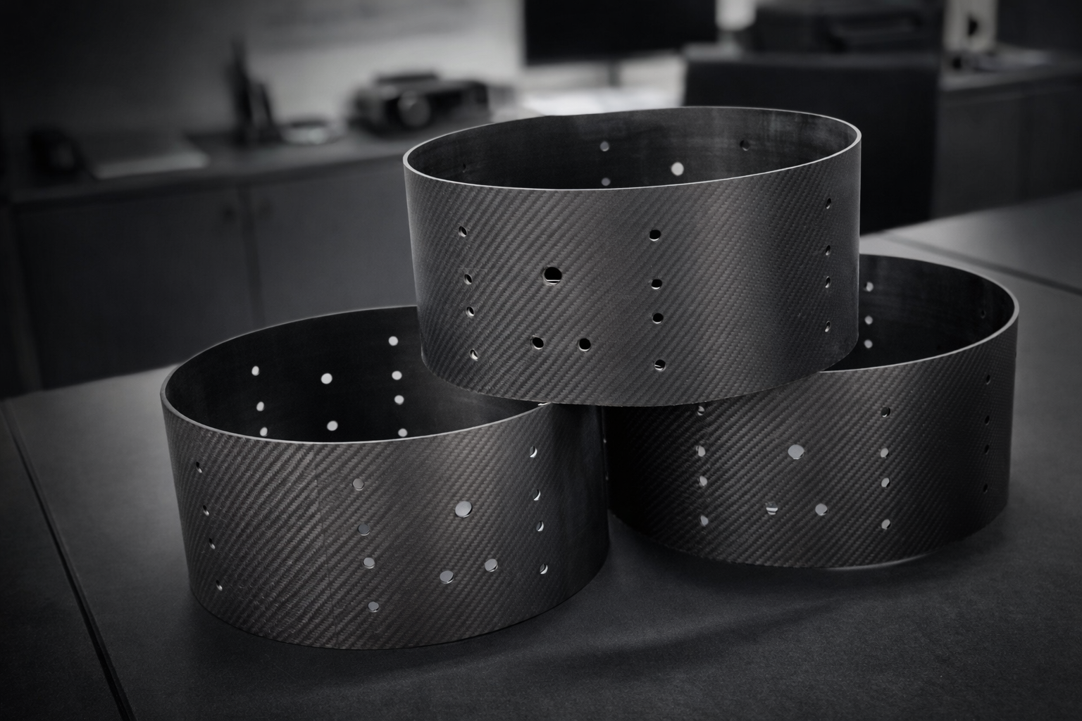 Fusti in carbonio - superficie e tessitura fibra